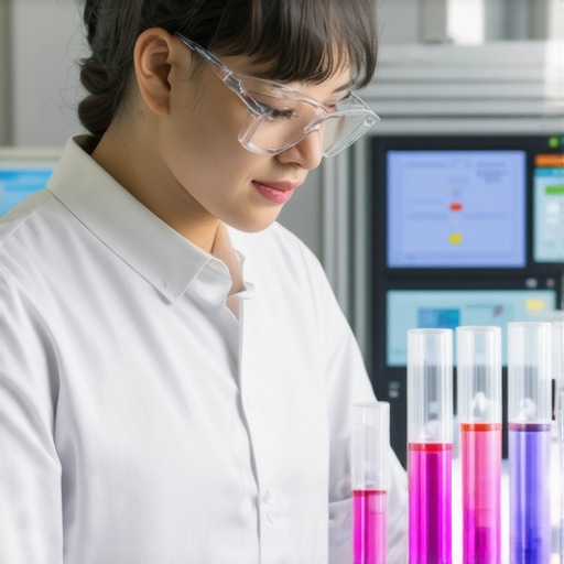 Futuristic laboratory scene showing immune testing and digital health data analysis