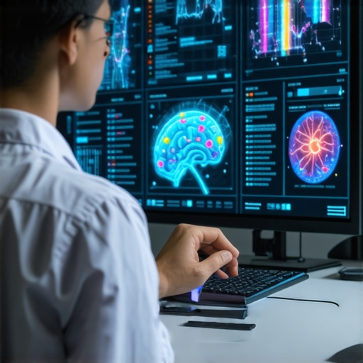 A patient using telehealth with digital genetic and biomarker data visuals