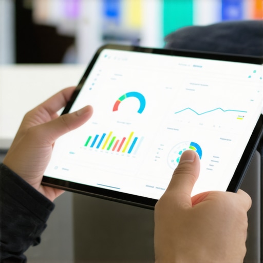 Person reviewing health data on a tablet with charts and records