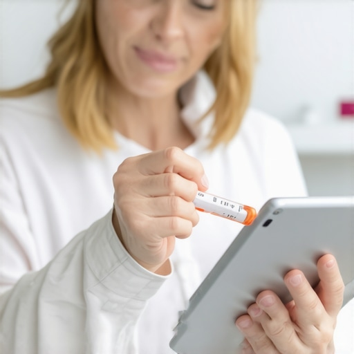 Person using a virtual healthcare platform to guide at-home blood sample collection.