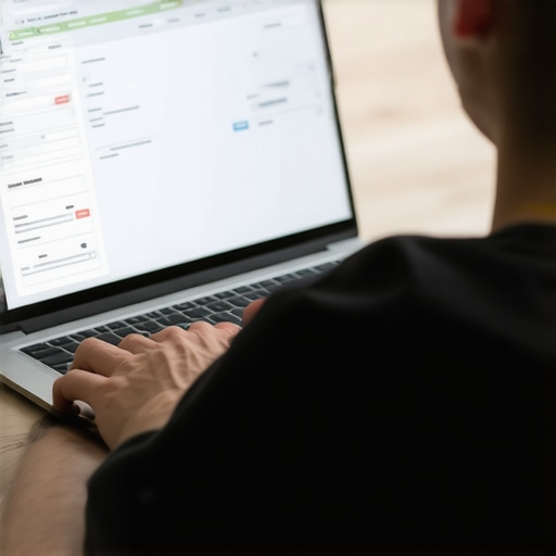 Person viewing vaccine records on laptop for online verification