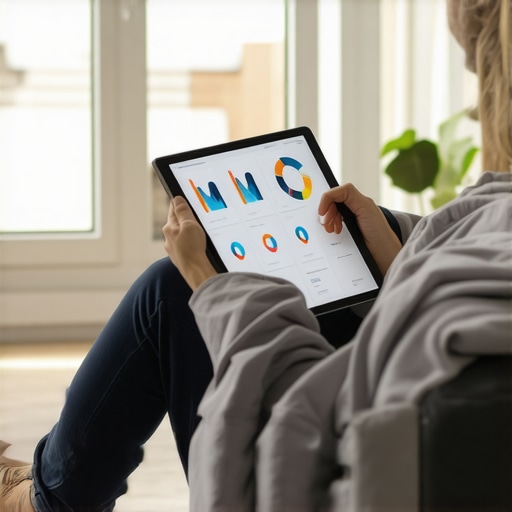 Person reviewing health data on a tablet in a home setting