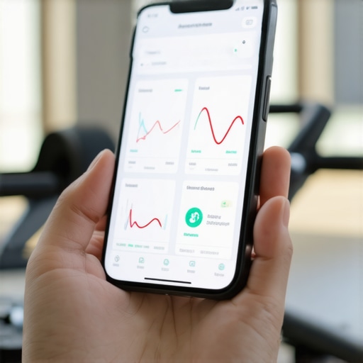 Person monitoring health data on smartphone at home