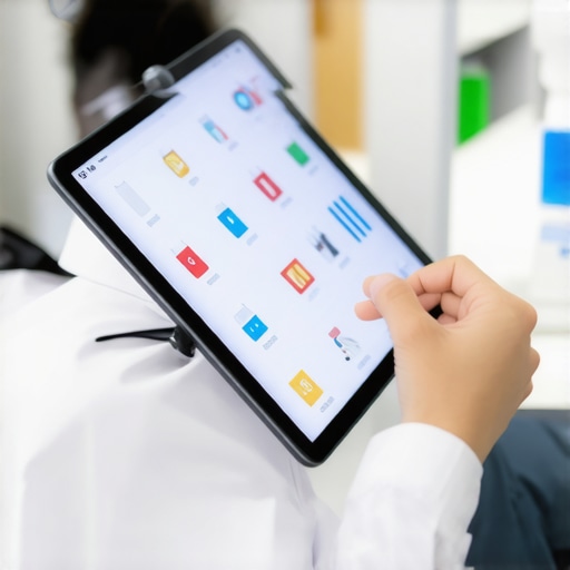Person engaging in telehealth session reviewing lab test results on a tablet.