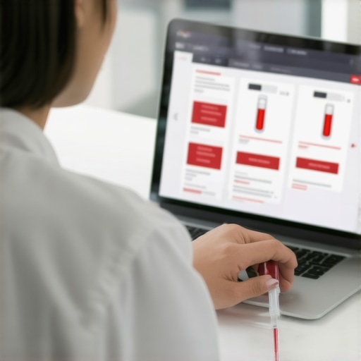 Person discussing blood test results with a doctor over a telehealth call.