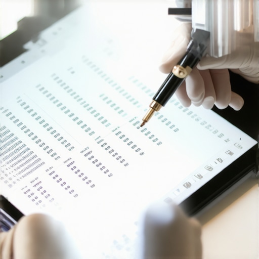 Expert analyzing lab data for accurate health assessment Healthcare professional reviewing detailed lab test results on digital device.