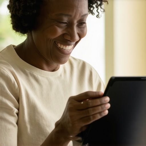 Person collecting blood sample at home with telehealth support