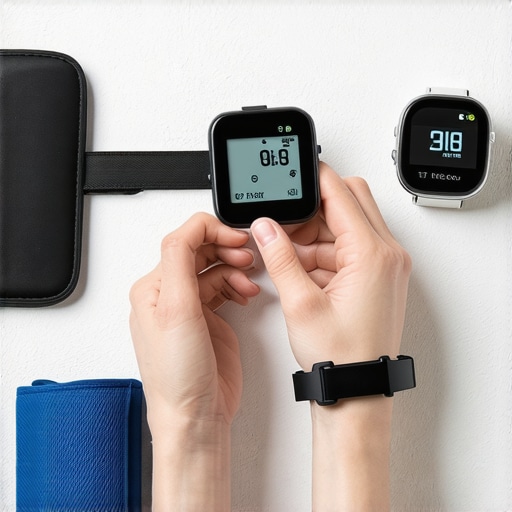 Person monitoring their health with digital devices at home