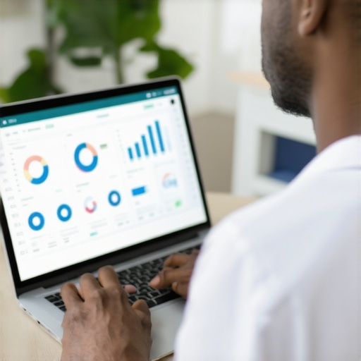 Person having a virtual health consultation on a laptop with digital health data visible.