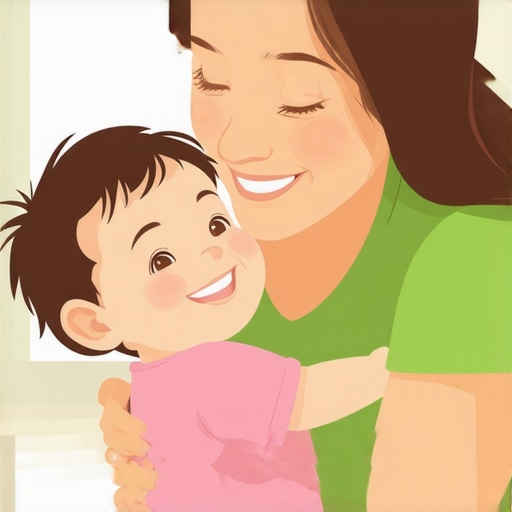 A caring parent soothing a happy child during vaccination in a pediatric clinic.