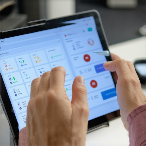 Person reviewing health data on a tablet with lab results and health apps