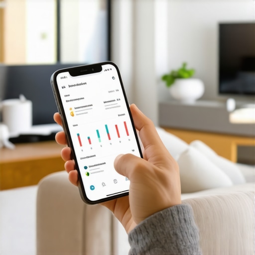 Person reviewing health data on smartphone in a cozy home environment