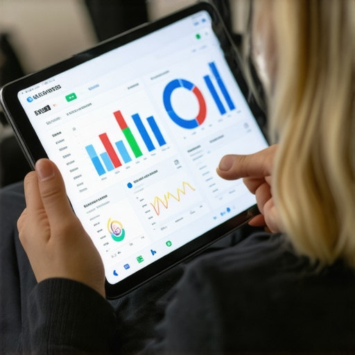 Digital health management tools for wellness Person analyzing health data on a tablet showing lab results and wellness metrics.