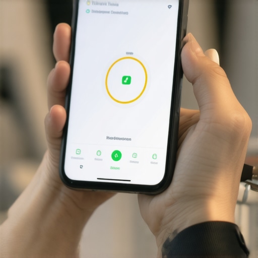 Person checking health metrics on a smartphone with wearable devices on wrist