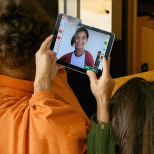 Person performing knee exercises in front of a tablet showing a virtual therapist.
