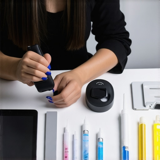 Modern Wellness Tools in Action Person collecting lab sample at home with digital health devices