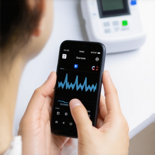 Monitoring Blood Sugar with a CGM and App Person checking blood sugar levels using a continuous glucose monitor and smartphone