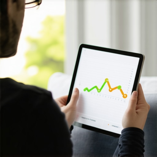 Parent analyzing a digital growth chart on a tablet at home