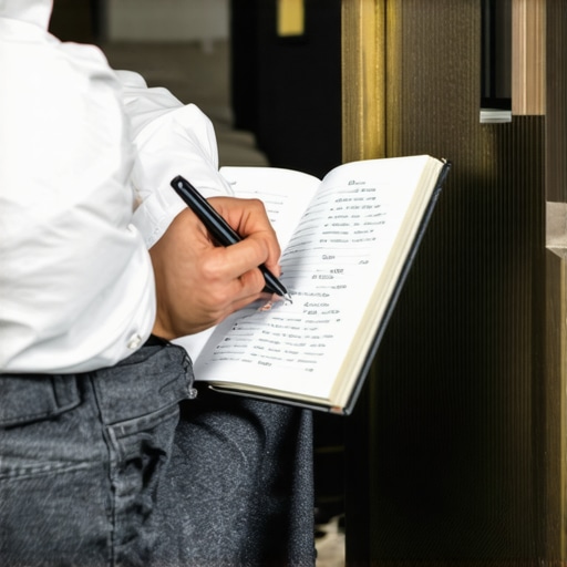 Individual documenting health symptoms and medication details in a journal at home