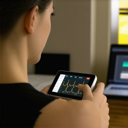 Person monitoring their health with digital device and graphs