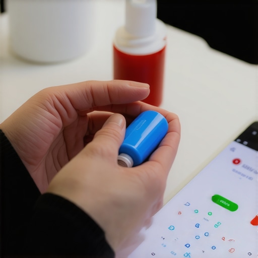Personalized Health Monitoring Tools Individual conducting at-home health testing with digital tools