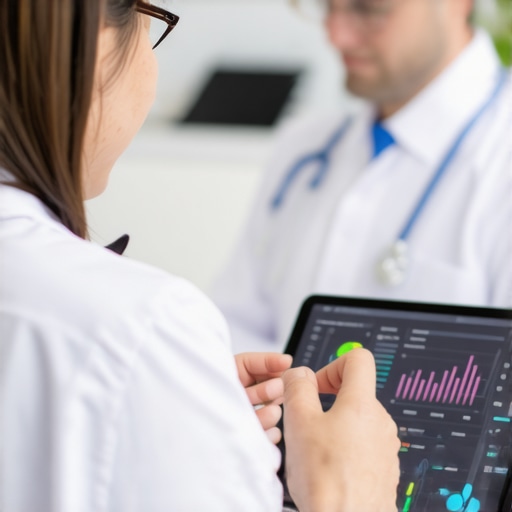 Personalized Healthcare Discussion Doctor discussing detailed lab results with a patient using a tablet