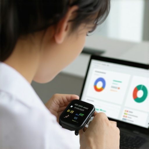 Personalized Wellness Monitoring in Action Person reviewing health metrics on wearable device