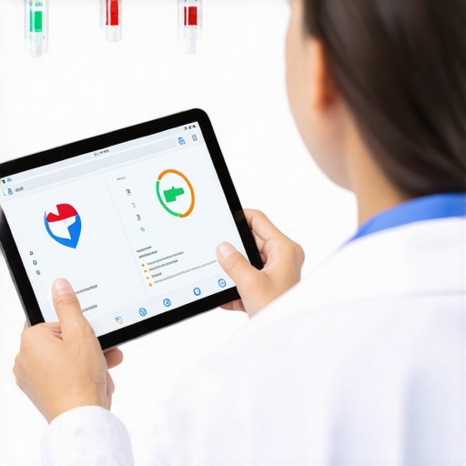 Reviewing Blood Test Results Virtually Person engaging in a telehealth consultation while analyzing blood test data on a tablet.