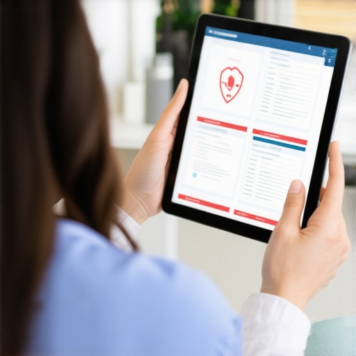 Doctor analyzing blood test results on a tablet during a virtual consultation.