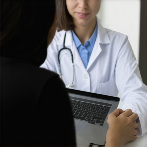Virtual consultation for personalized lab testing Person receiving virtual medical advice using a laptop