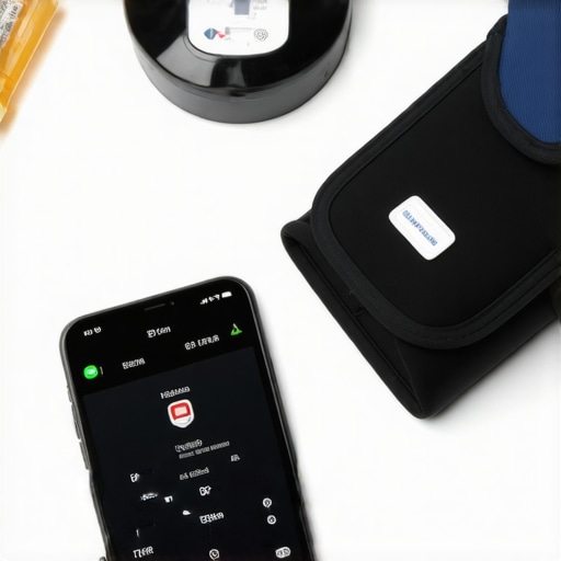 Advanced Wellness Monitoring Tools A setup of health tracking devices including digital blood pressure monitor, smartphone with health app, and lab test kit, illustrating tools for long-term health management.