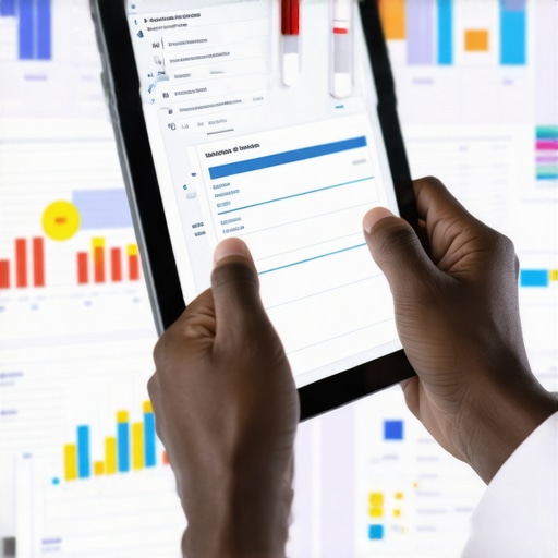 Person using digital device to interpret blood test results