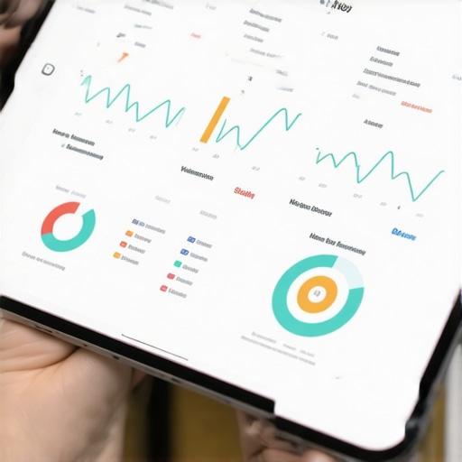 Digital Health Dashboard for Wellness Management A person viewing a comprehensive digital health dashboard on a tablet, displaying health data and lab results.