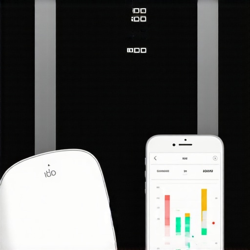 Various health tracking devices and app interface on a smartphone showing wellness data.