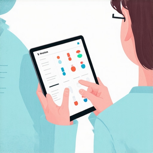 Digital health management for wellness Person managing their health data on a tablet with graphs and vaccine info