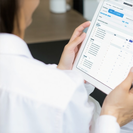 Digital health management tools for wellness Person using tablet to manage lab and vaccination schedules