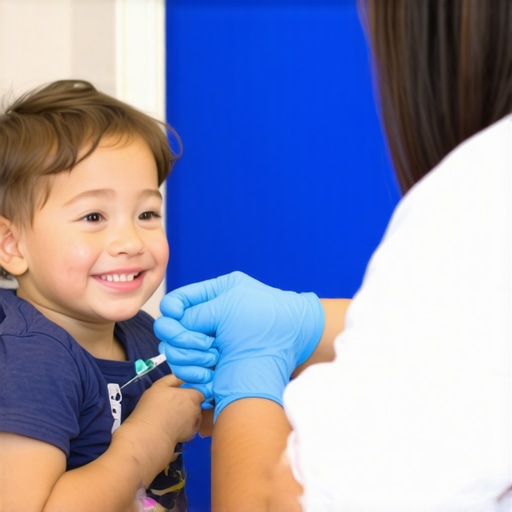 Nurse vaccinating a happy child in a modern clinic
