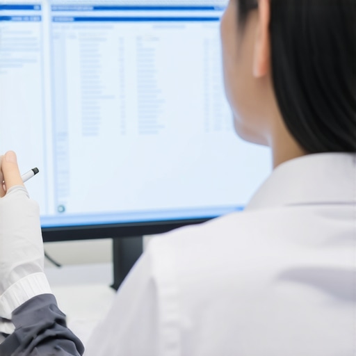 Expert analyzing detailed lab results A healthcare professional reviewing complex lab test data on a computer