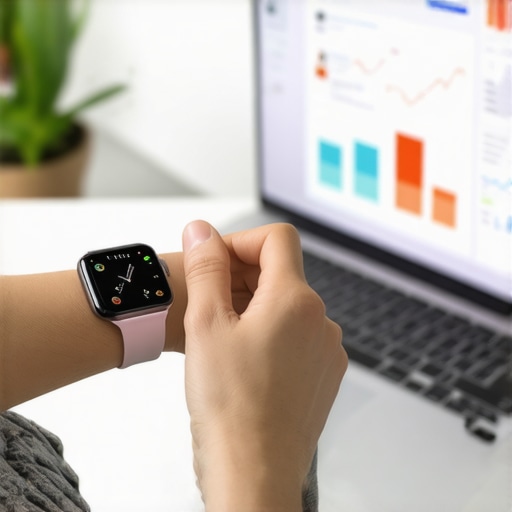 person analyzing health data on multiple devices