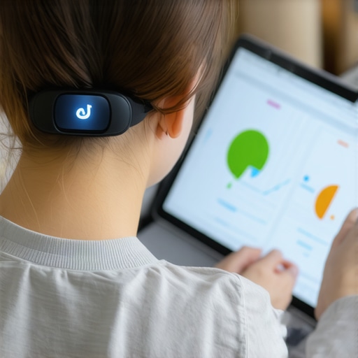 Maintaining Long-Term Wellness with Advanced Tools Person analyzing their health data on a tablet with a wearable sleep tracker on their finger.