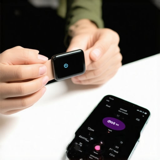 Person updating a fitness tracker to ensure accurate health monitoring.