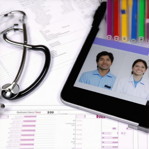 Understanding Lab Results and Telehealth Tools Medical chart with lab test results and a tablet showing telehealth consultation.