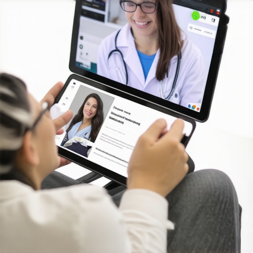 Person engaging in a telehealth appointment on tablet