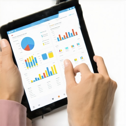 Advanced Digital Health Monitoring A patient reviewing complex blood work results and health metrics on a digital tablet for proactive wellness.
