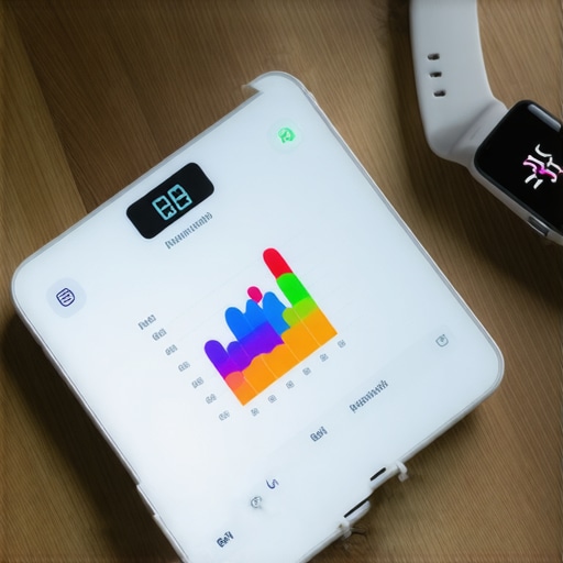 Advanced Home Health Monitoring Tools A smartphone displaying health charts next to a smart scale and fitness tracker