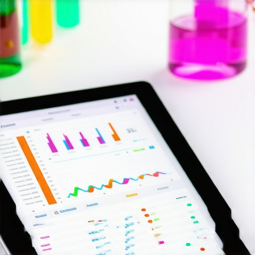 A close-up of a digital tablet showing comprehensive metabolic blood test results with data charts.