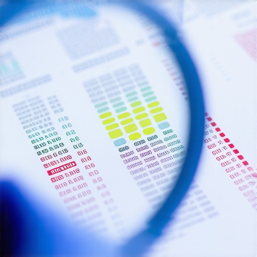 Analyzing Lab Markers for Optimal Health A magnifying glass focusing on detailed blood test results on a medical report.
