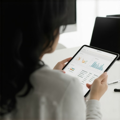 Analyzing digital wellness records on a tablet A parent reviewing personalized health data and lab results on a tablet at home.