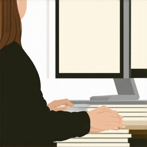 Illustration showing proper desk ergonomics and spine alignment to prevent neck pain.