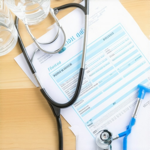 Detailed Medical Lab Report and Stethoscope A medical lab report showing detailed markers and health data on a desk.